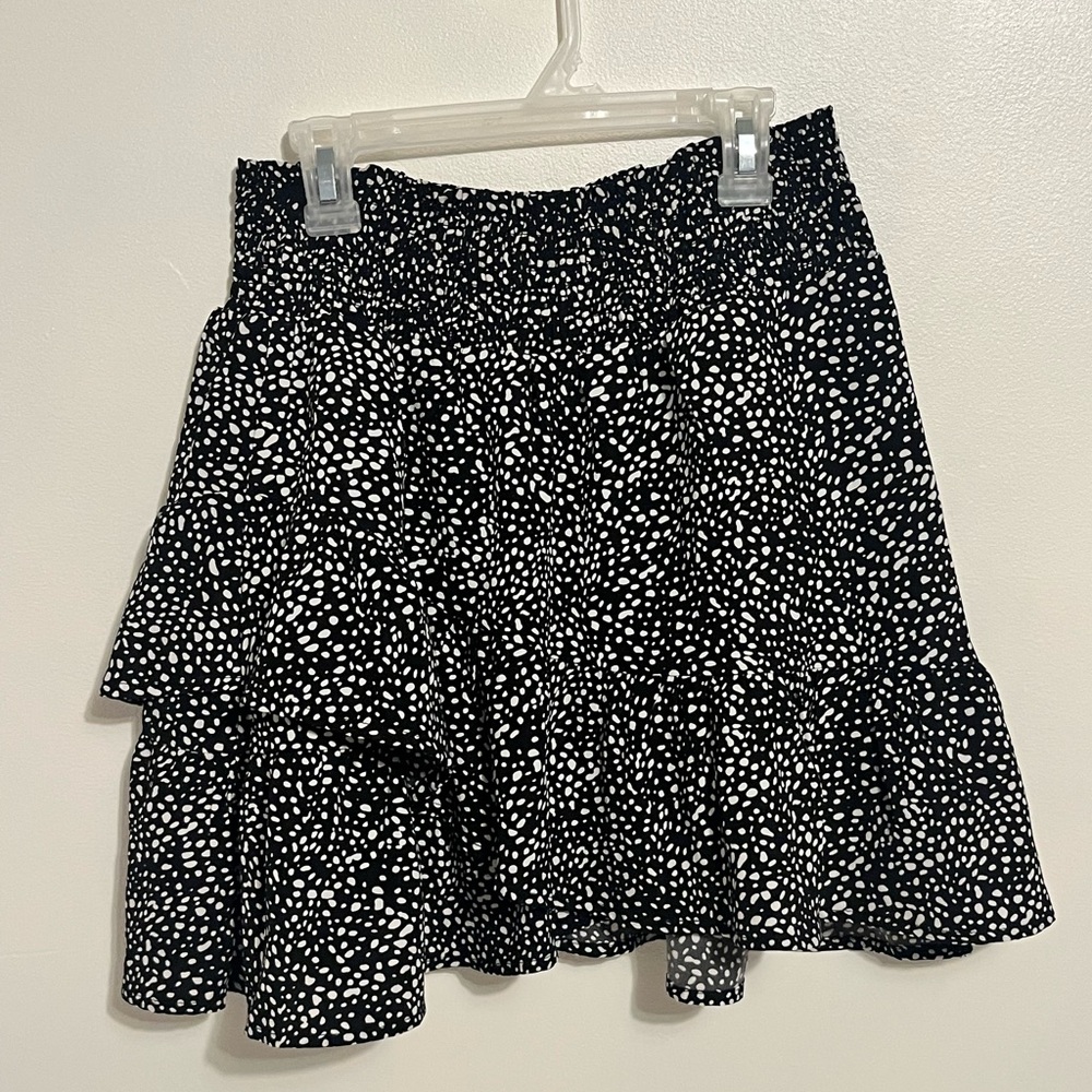 Altar’d State Black and White Dot Ruffle Skirt Size Large